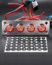 IZTOSS 4 Gang Aluminum Marine Rocker Switch Panel - Pre-Wired with Red LED In...