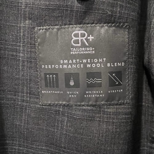 NEW banana republic Unstructured Blazer Mens 44R Gray Plaid Slim Fit Sport Coat - Picture 9 of 11