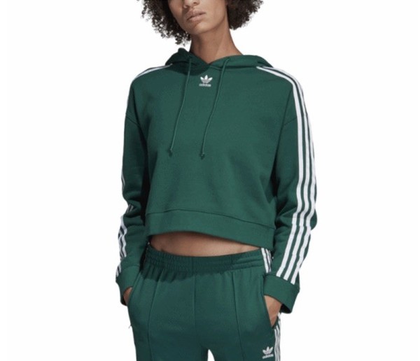 Adidas Green Cropped Hoodie Puullover Size 10