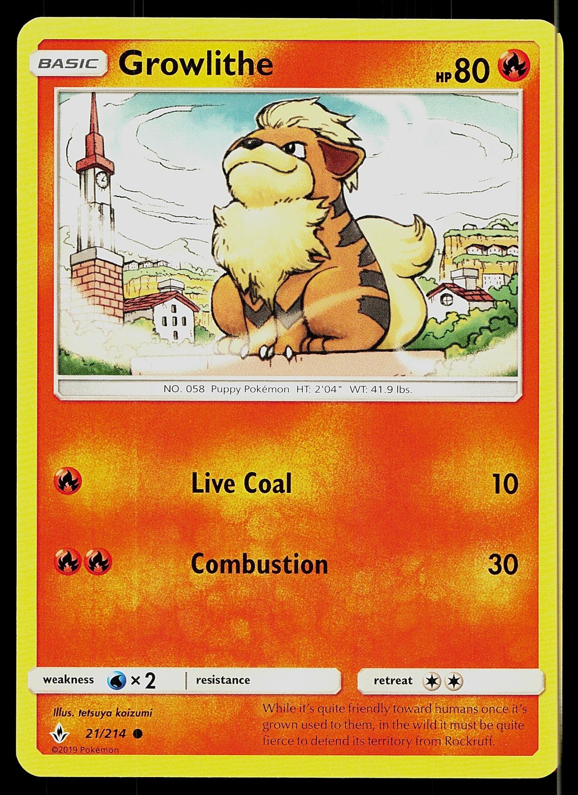 Pokemon Card Unbroken Bonds Growlithe 21/214 Common