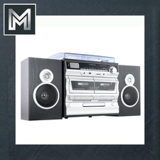 Trexonic TRX11BS Retro Stereo System Turntable Dual Cassette CD Player Bluetooth