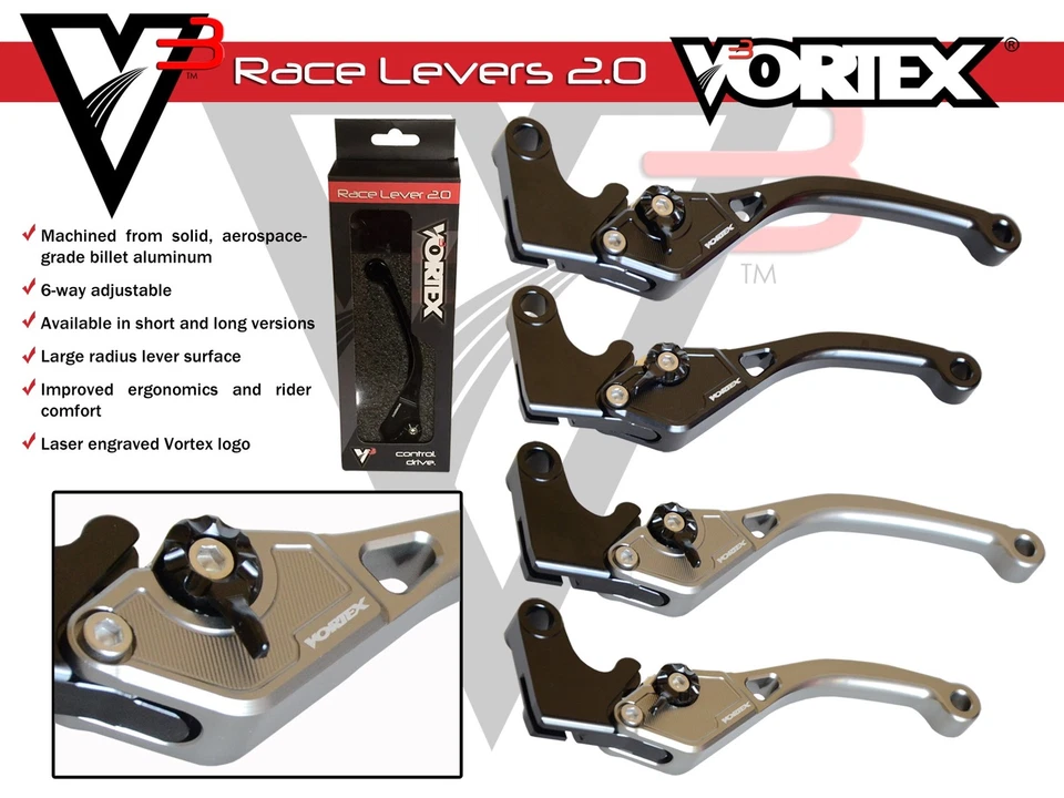 Palanca de embrague larga negra Vortex V3 2.0 para Suzuki GSXR600 2011-2018 LVC598 Foto 2 de 4