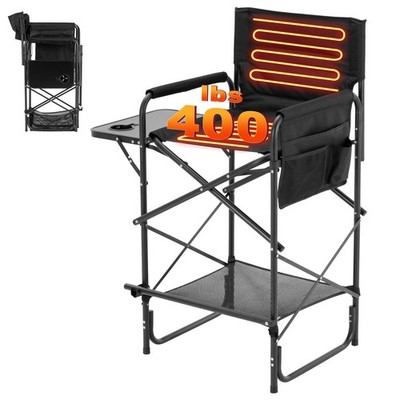 Heated Directors Chair - 3 Temperature Levels & Tall Camping Design