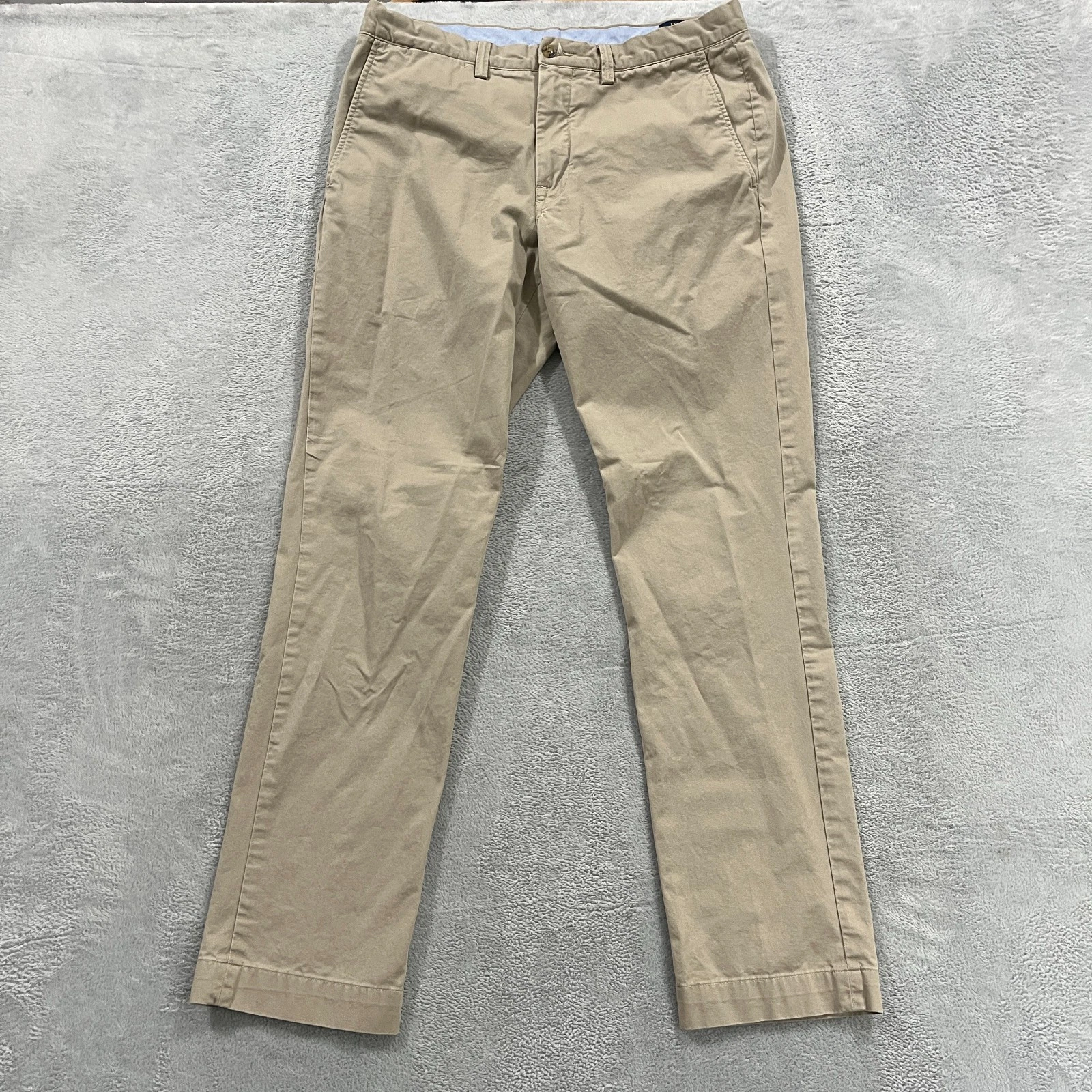 POLO Ralph Lauren Chino Pants 100% Cotton Trousers 34x34 Beige Khaki Preppy