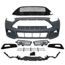 Front Bumper Cover Kit W/ Fog Light Upper Grill For 2015 2016 2017 Ford Focus ST