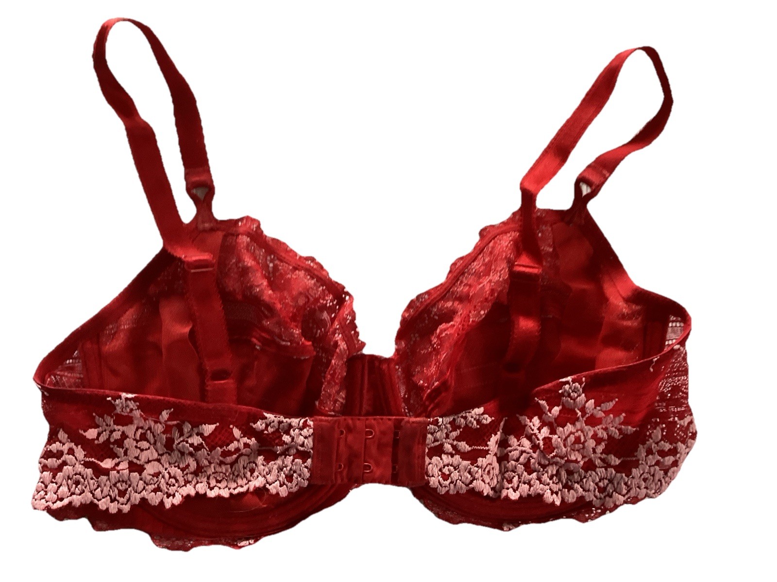 Wacoal Embrace Lace Bra 38D Red Pink Lace Underwire Adjustable Straps ...