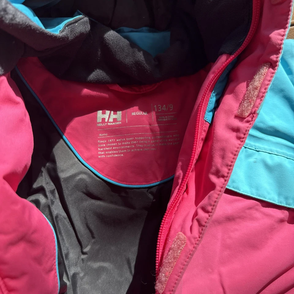 Helly Hansen Ski Jacket With Hoodie Size 6 Kids Regular Pink Blue - Image 2 of 3