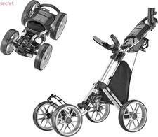 CaddyTek 4Wheel Golf Push Cart-Caddycruiser One Version8 1-Click Silver Trolley