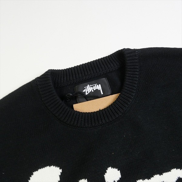 Stussy's big lettered logo crewneck sweater color Black size-XS