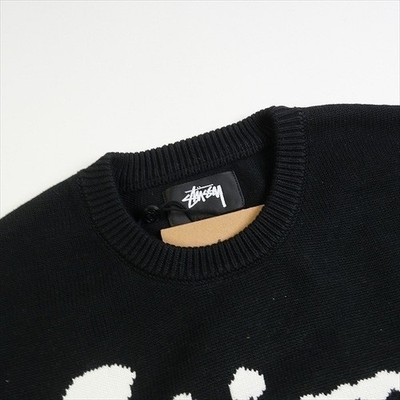 Stussy's big lettered logo crewneck sweater color Black size-XS