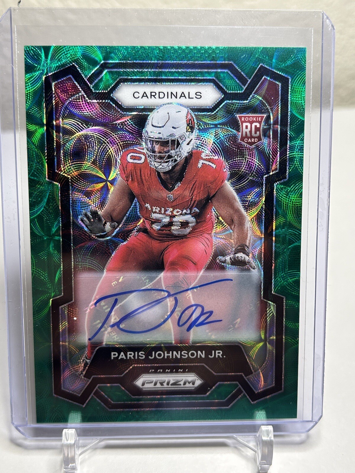2023 Panini Prizm Autographs Prizms Green Scope #304 Paris Johnson Jr. Auto /75