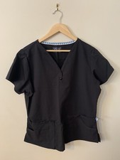 Womens Nurse Mates  Caitlyn  Black Scrub Top Heart Button Size Large