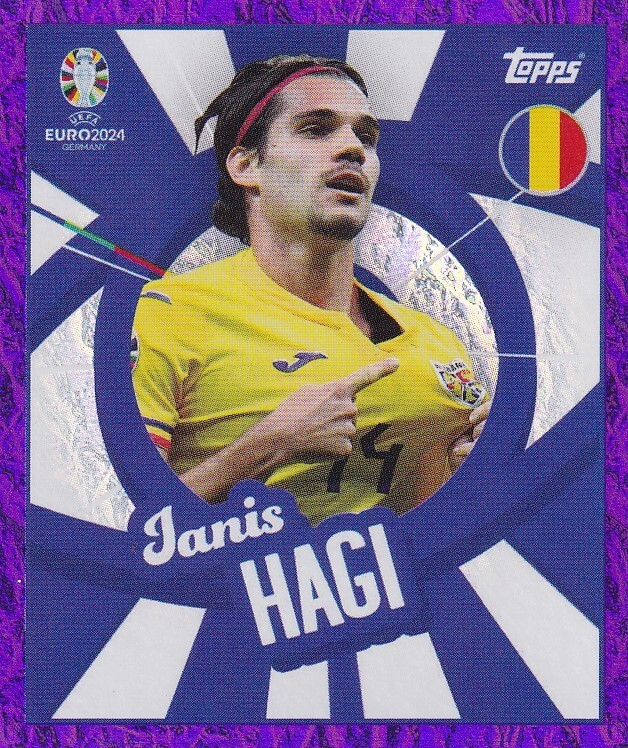 Autocollant Topps EURO 2024 – Ianis Hagi (Roumanie) – Parallèle Violet