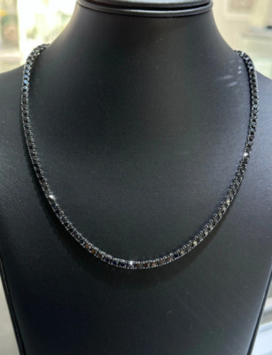 H&amp;J Jewelry Collana Uomo Acciaio Inox 3mm Nera - Catena Franco Cubana 20 Pollici