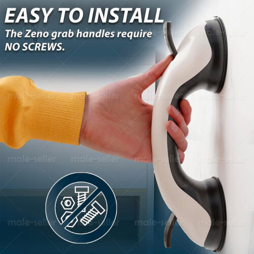 12inch Shower Handle Strong Hold Suction Cup Grab Bars Safety Hand Rai Bathroom - Picture 9 of 40