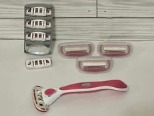 Schick Quattro Razor Handle & 4 Blades & 4 Misc Blades Womens Pink Lot