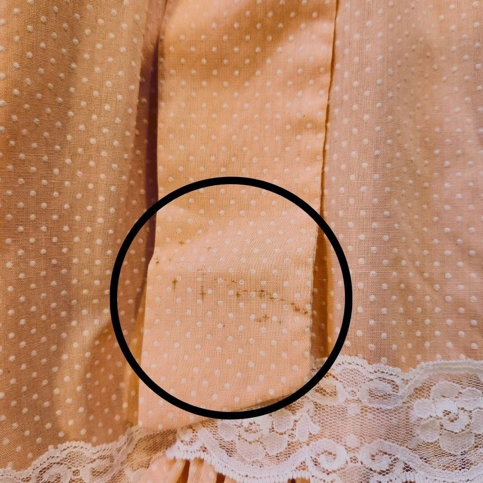 Womens Sz M ? Cottage Core Prairie Vtg Maxi Dress Polka Dot Pink Lace Boho - Image 4 of 4