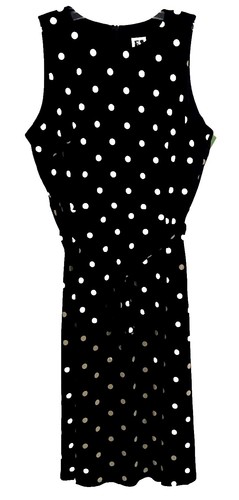 Express black gold dot texture sleeveless flare party cocktail dress  women's 8 | eBay