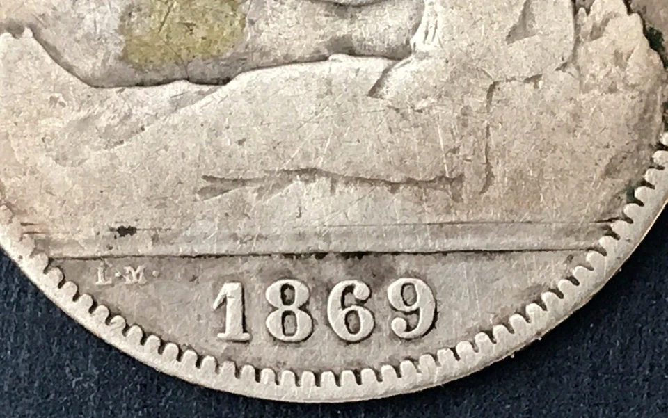 🇪🇸  1869 SN-M  SPAIN UNA PESETA COIN  LOW MINTAGE  RARE NO STARS ON DATE 🇪🇸 - Image 4 of 4