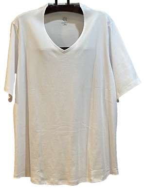 Isaac Mizrahi Wms Plus 4X 26/28 Tee Shirt Pullover V-Neck SS 100% Cotton Thick T