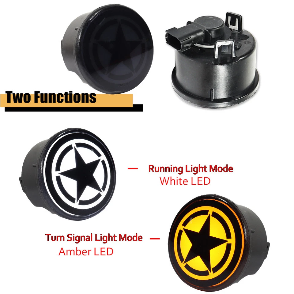 Luces intermitentes LED delanteras estacionamiento para Jeep Wrangler JK JKU 2007-2018 Foto 2 de 4