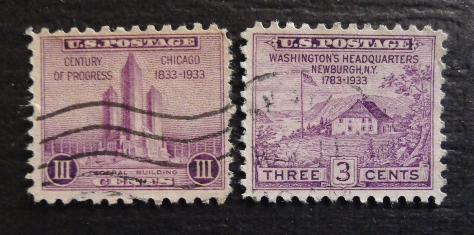 USED 3c Stamps Century Of Progress Chicago 18331933 & Washington’s