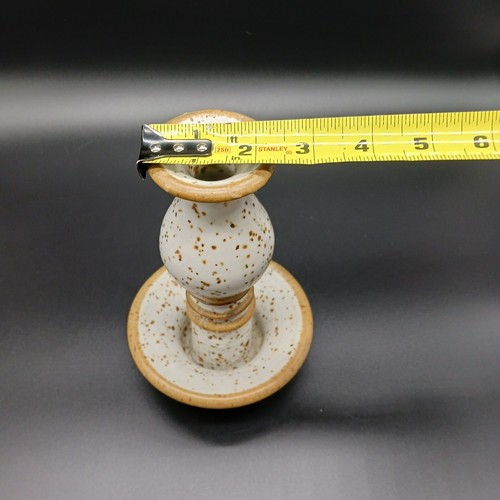 Studio Art Pottery Candlestick Candle Holder Applied Handle Signed MMS 8in - Picture 10 of 13