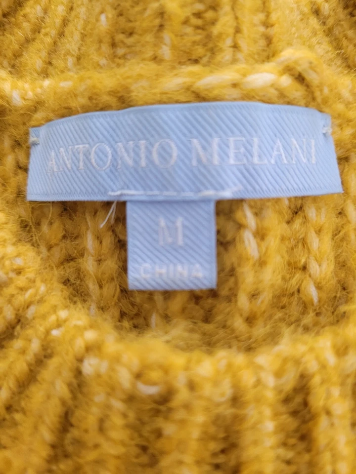 Antonio Melani Sweater Mustard Gold, Ribbed Knit, M, Luxe & Warm, Puff Sleeves - Image 4 of 4