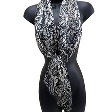 Women's Scarf Black Silver sequin 13" x 58" Sparkly Rectangle Scarf