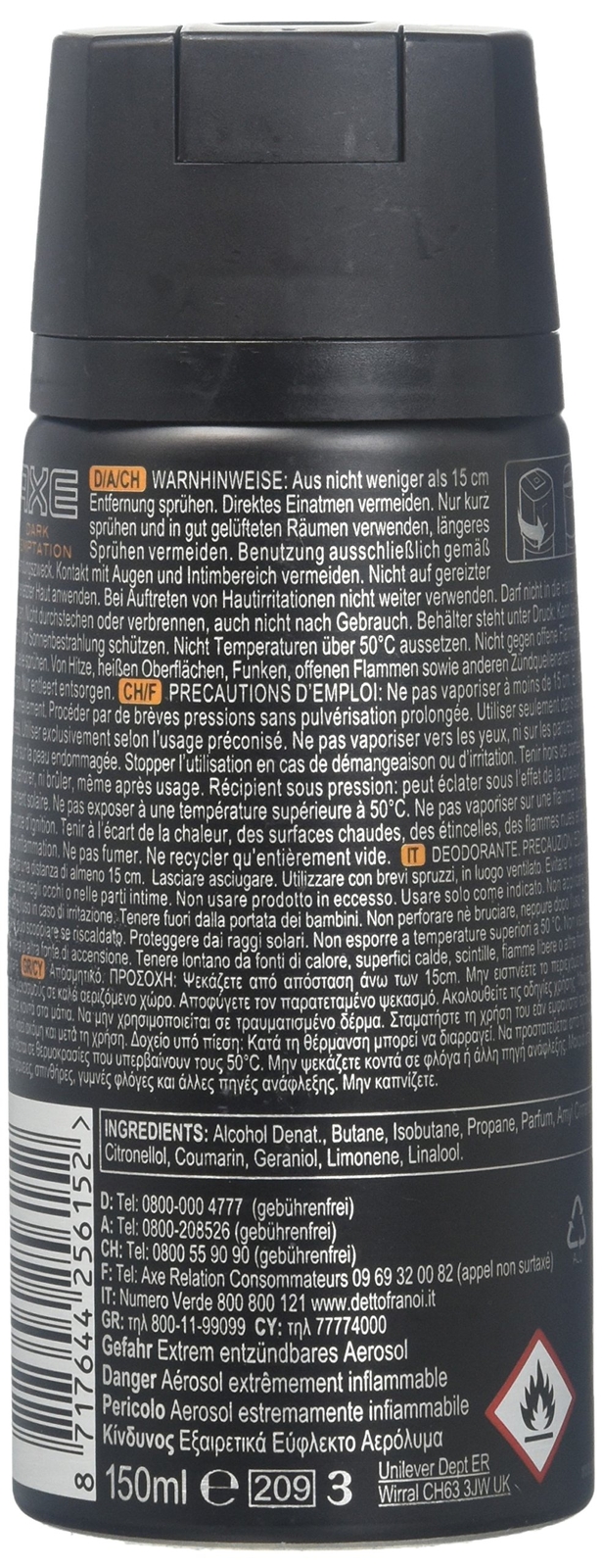 Axe Dark Temptation Deodorant Body Spray 150ml/5oz