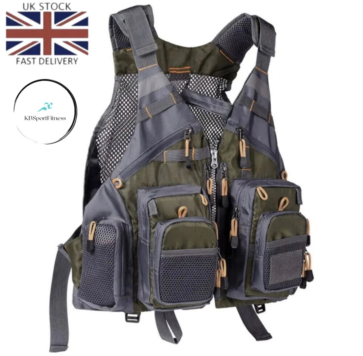 Multi-Pocket Fishing Vest | Mens Lightweight Fishing Gilet Adjustable All Sizes