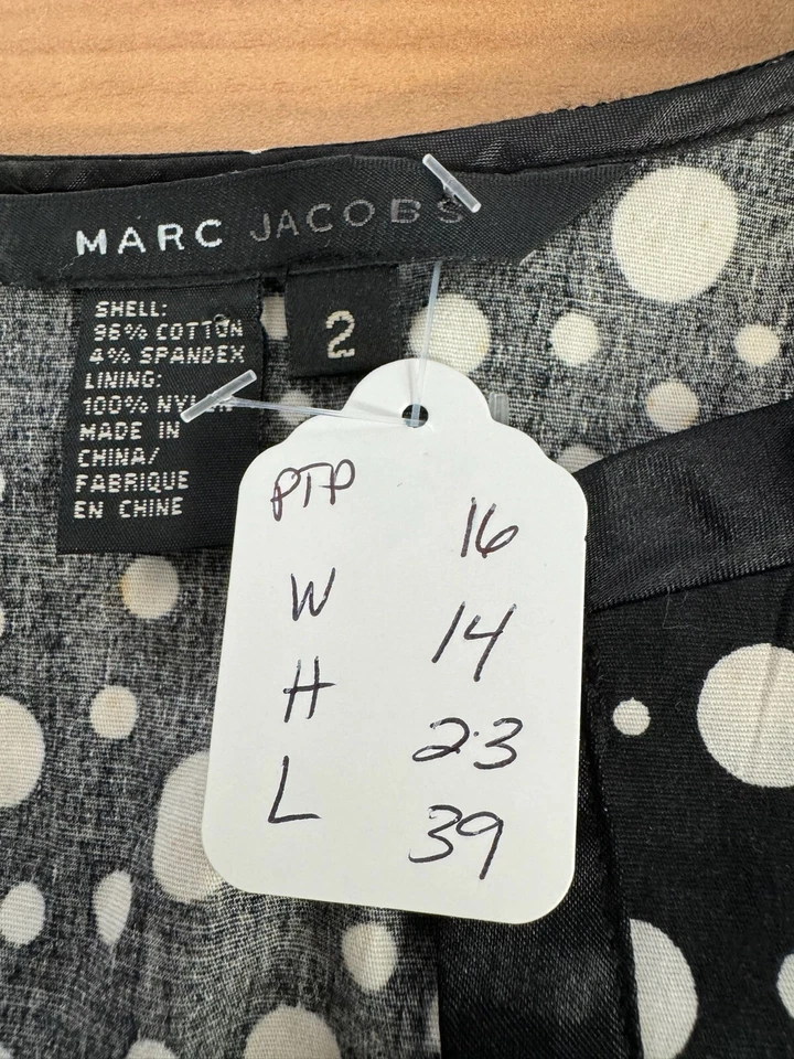 Vestido acampanado Marc Jacobs para mujer negro con lazo en la cintura talla 2 Foto 4 de 4
