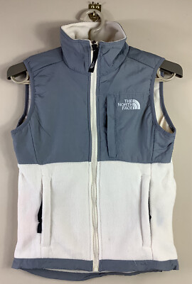 NWT The North Face Grey Ivory Polartec Fleece Windbreaker Vest Youth Girls M