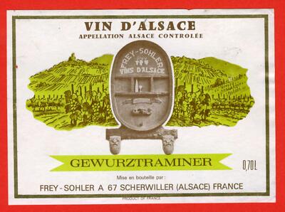 AL96 label label ALSACE GEWURZTRAMINER set FREY-SOHLER 67 SCHERWILLER