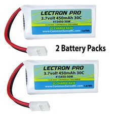 Lectron 3.7V 450mAh 30C Lipo Battery 2 Packs : Dromida Kodo & Hubsan X4