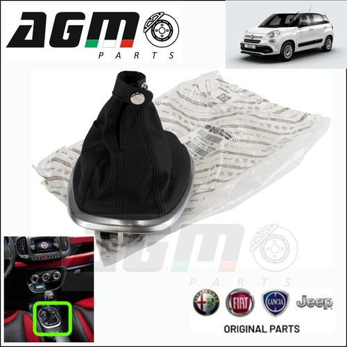 Pomello Del Cambio + Cuffia In Pelle Per VW Touran E Caddy - 6 Marce Nero Con Cucitura - Diametro 12 Mm