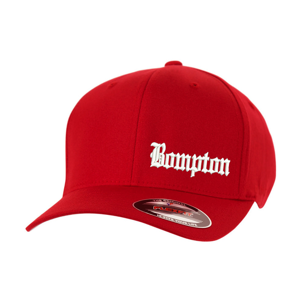 BOMPTON Red Flexfit flex fit Baseball Cap Hat