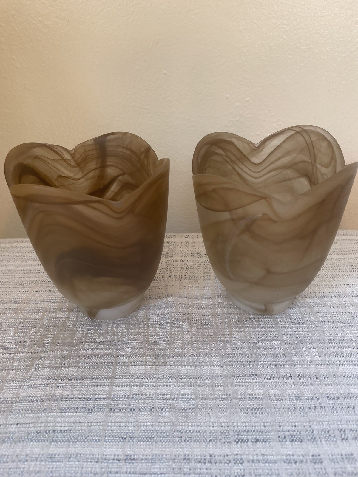 2 - Faux Alabaster  Brown Swirl Glass Light Lamp Shade Globe 2 1/4