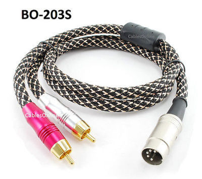 CablesOnline 3ft 5-Pin DIN to 2-RCA Premium Mesh Audio Cable