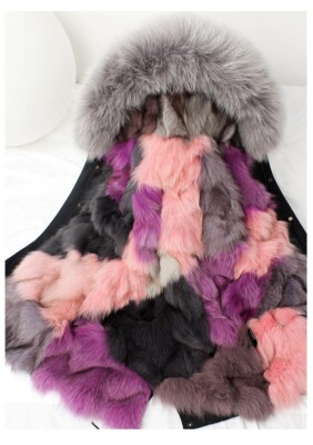 CARMEN CHARLOTT Luxus 100% FUCHSPELZ Parka Mantel Winter Größe S NEU!