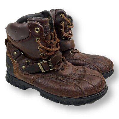 Polo Ralph Lauren Boots Buckle Strap Brown Leather Feltwell 0862 Size 10.5 D
