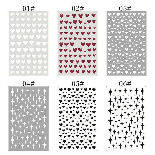 3D Nail Stickers Design Decals Black White Red Love Heart Nail Art Manicure DIY - Picture 6 of 17