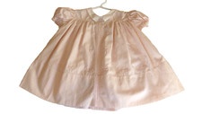 Vintage 1960s Baby Girl Tiny Tots Pink Handmade Cotton Dress Embroidery PinTucks