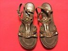 BASS Ciara ESPADRILLES Shoes Brown Leather T Strap WEDGE Sandal heels Womens 7.5 — photo 1