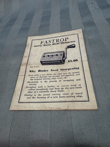 Vintage The Fastrop Co Chicago Shaving Razor Blade Sharpener In Original Box - Picture 8 of 12