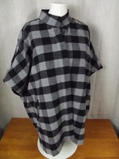 NWT 149 Eddie Bauer Womens LARGE Black Gray Sonoma Cape Poncho Wool Pockets