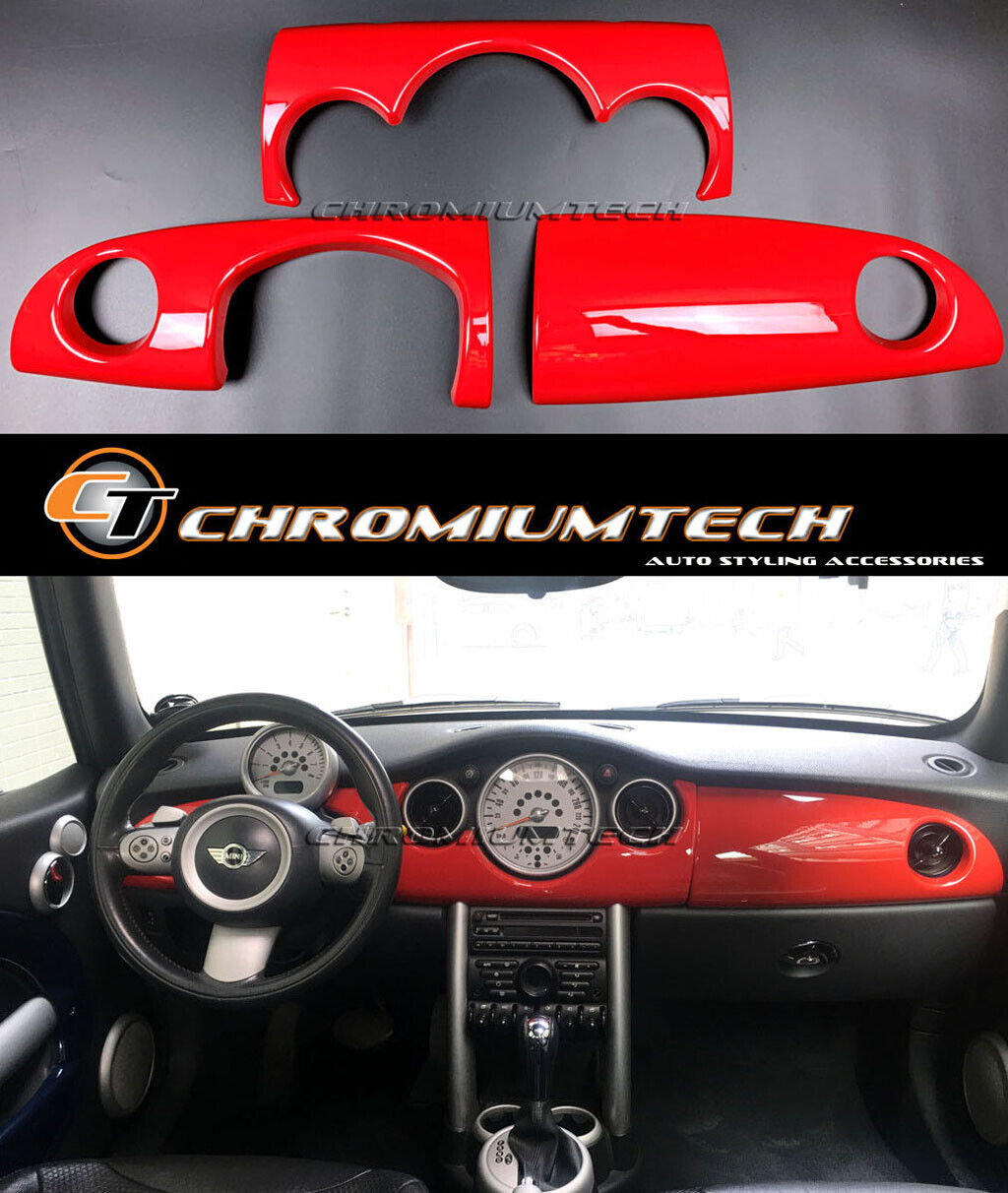 MK1 MINI Cooper/S/ONE JCW R50 R52 R53 Chili RED Dashboard Cover for LHD  Models