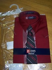NEW NIP CHAPS RL LAUREN Sienna RED LONG SLEEVE DRESS SHIRT & TIE SET BOY Size 4