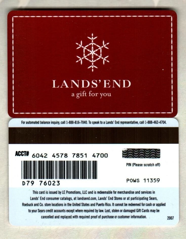 LANDS END Stitch Work Snowflake 2007 Gift Card 0 eBay