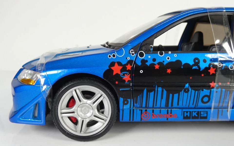 Coche de juguete Mitsubishi Fast Furious Tokyo Drift 1:18 Lancer Evo 7 VII azul raro Foto 3 de 4